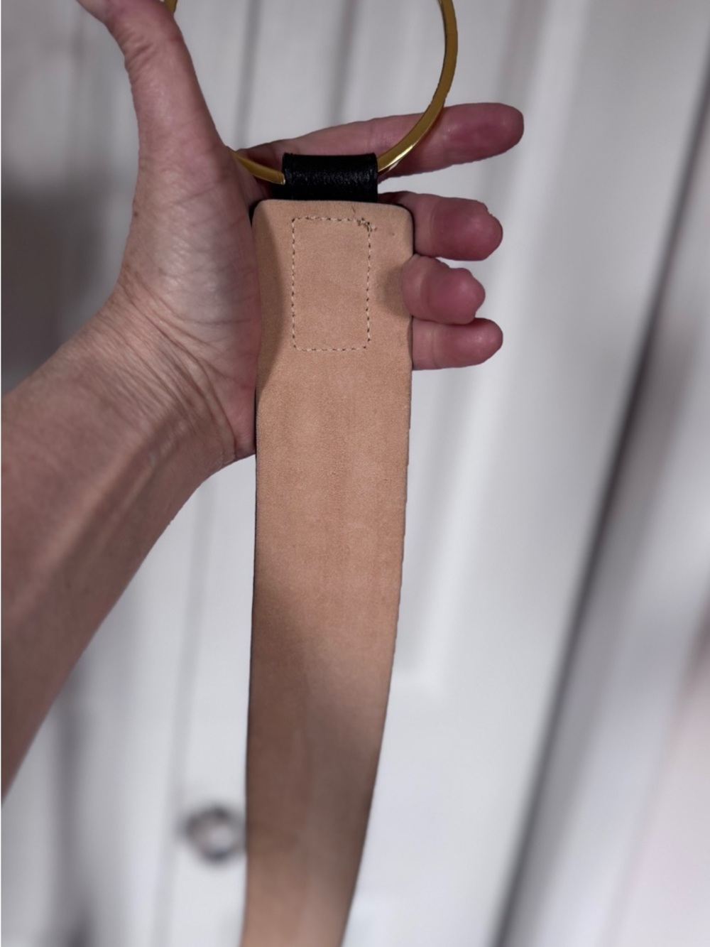 Streets Ahead Gold Ring Black Leather  Belt - Picture 9 of 9